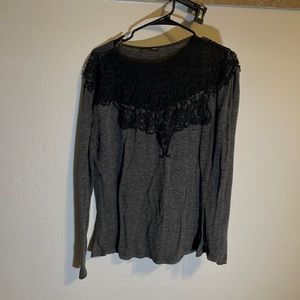 Zara Lace Neck Gray Sweater
